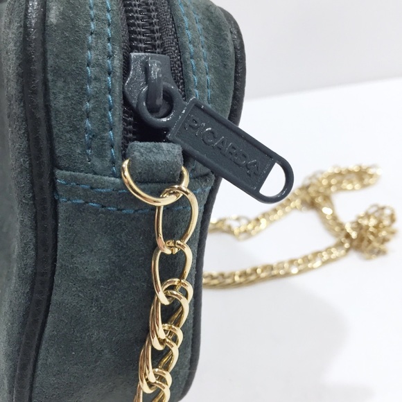 Vintage green suede Picard chain strap bag - Picture 4 of 6